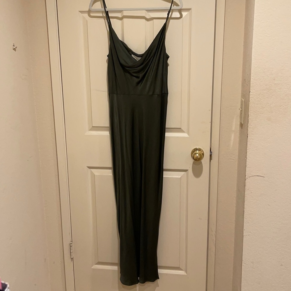 Anthropologie midi cowl neck satin dress